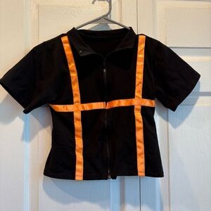 Handmade Black And Orange Zip Up Top - Size XS